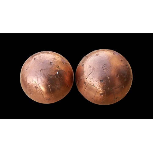 150 - PAIR OF DECORATIVE BALL COVER IN A COPPER FINISH