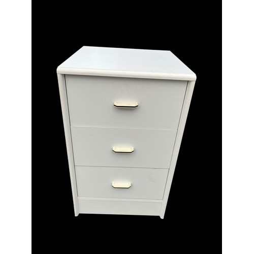 165 - A WHITE 3 DRAWERED BEDSIDE