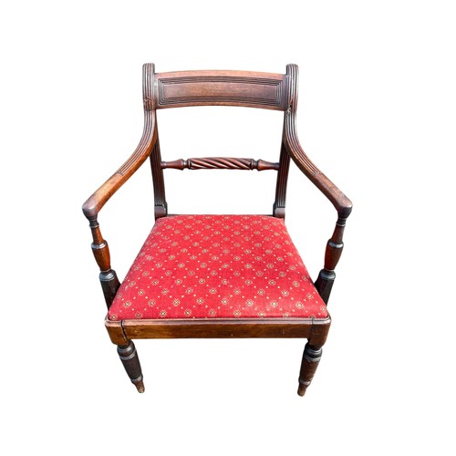 167 - AN ANTIQUE TWIST DESIGN MAHOGANY FRAMED ARMCHAIR