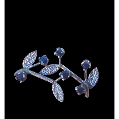 201 - A PAIR OF REAL SAPPHIRE SILVER EARRINGS IN FOLIAGE DESIGN