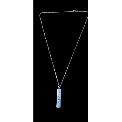 211 - 2 SILVER BAR PENDANT NECKLACES WITH SILVER CHAINS