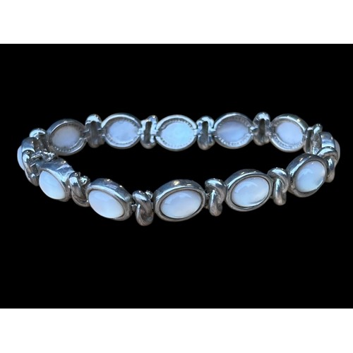 258 - A SILVER AND OPAL TYPE STONE BRACELET