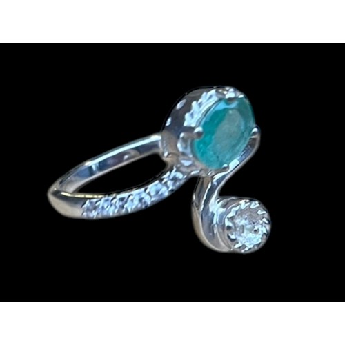 264 - A 925 2 STONE SILVER TWIST RING