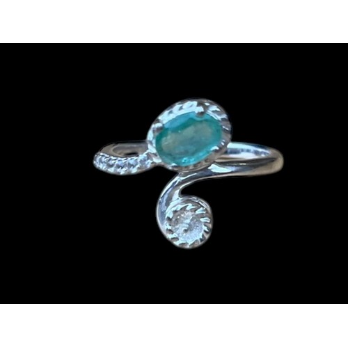 264 - A 925 2 STONE SILVER TWIST RING