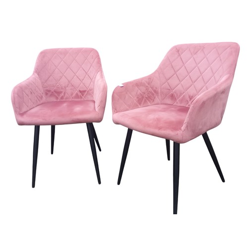 323 - PAIR OF PINK VELVET SIDE CHAIRS