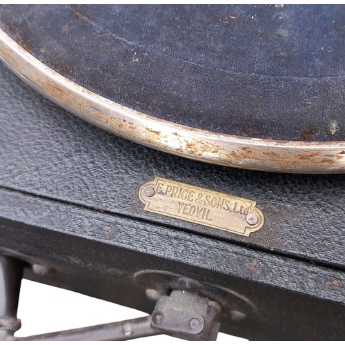 296 - A LEATHER CASED GRAMOPHONE