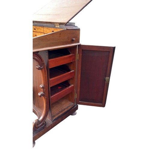 406 - A VERY NICE DAVENPORT DESK WITH CUPBOARD DOOR SLIDE OUT DRWAERS WITHIN A PENCIL DRAWER TO SIDE ON OR... 