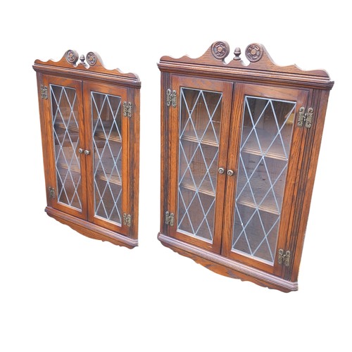 588 - A PAIR OF QUALITY OAK HANGING CABINETS FROM FULTONS