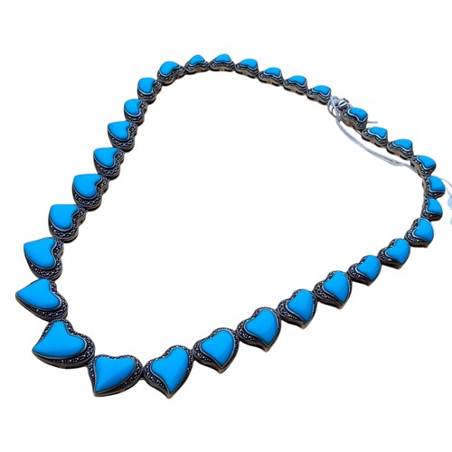 563 - STUNNING TURQUOISE AND MARCASITE NECKLACE