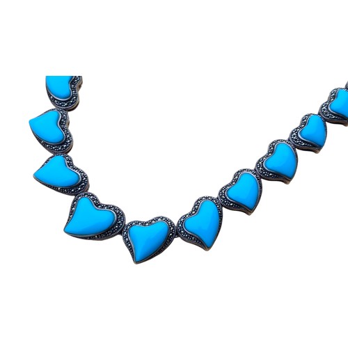 563 - STUNNING TURQUOISE AND MARCASITE NECKLACE