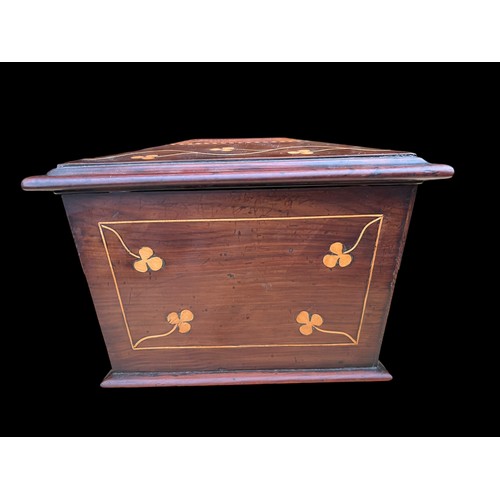 584 - A SUPERB AND VERY RARE 19c SARCOPHAGUS   SHAPE KILLARNEY WARE LARGE TEA CADDY DECORATED ON ALL SIDE ... 