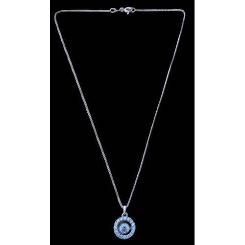 647 - 2 QUALTIY DESINGER SILVER GEM SET PENDANT ON SILVER CHAINS