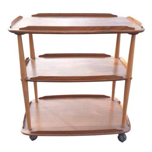 612 - A VINTAGE 3 TIER BLONDE ERCOL TROLLEY