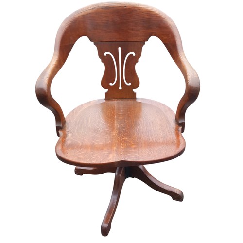 618 - VICTORIAN OAK REVOLVING DESK CHAIR