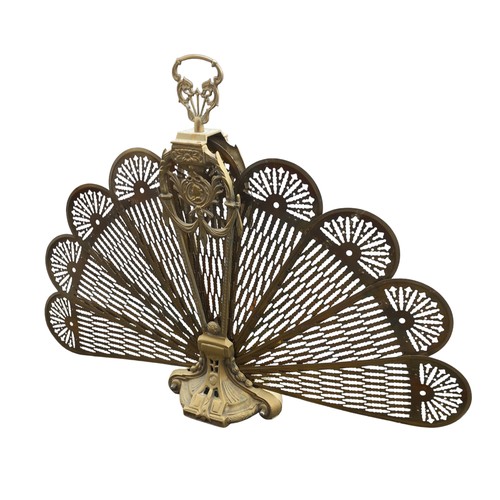 619 - VINTAGE BRASS PEACOCK FIRESCREEN