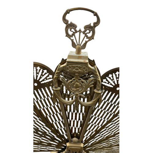 619 - VINTAGE BRASS PEACOCK FIRESCREEN