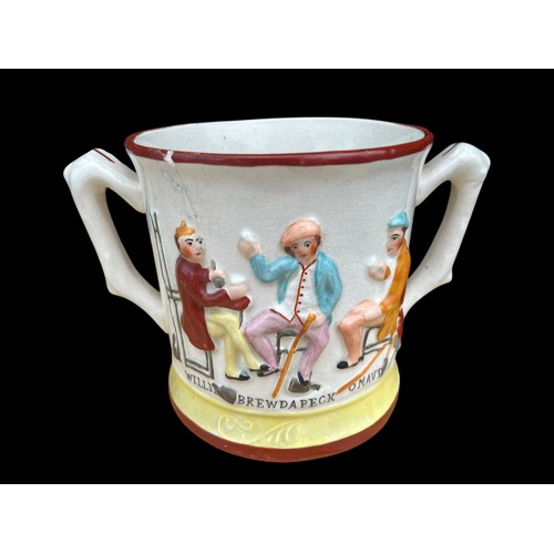 628 - A RABBIE BURNS POETIC TWIN HANDLE MUG WITH FROG TO THE INSIDE 6