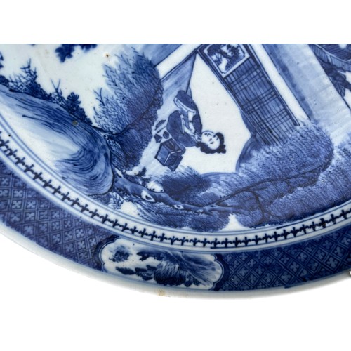 132 - LARGE BLUE AND WHITE ORIENTAL CHARGER 14.5