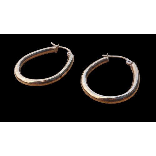 536A - A PAIR OF 9ct GOLD LARGE HOLLOW HOOP EARRINGS 15mm DROP