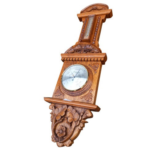 620A - VICTORIAN OAK BAROMETER