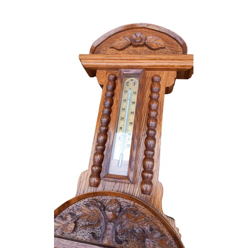 620A - VICTORIAN OAK BAROMETER