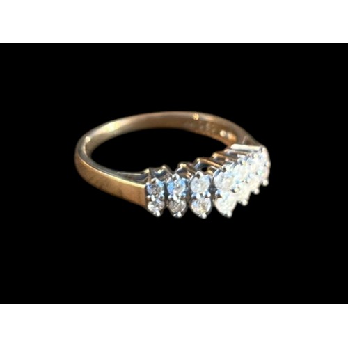 532A - A 9ct GOLD RING SET WITH 2 ROWS OF 6 DIAMONDS 0.5ct IN TOTAL