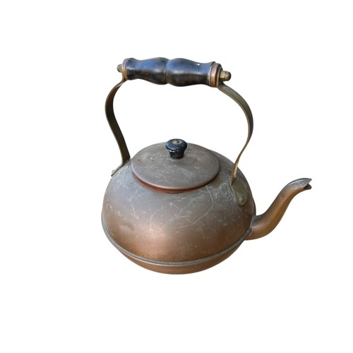 1 - A QUANTITY OF COPPER AND BRASS KETTLES ETC