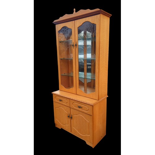 20 - AN OAK DISPLAY CABINET 36 x 84 x 17