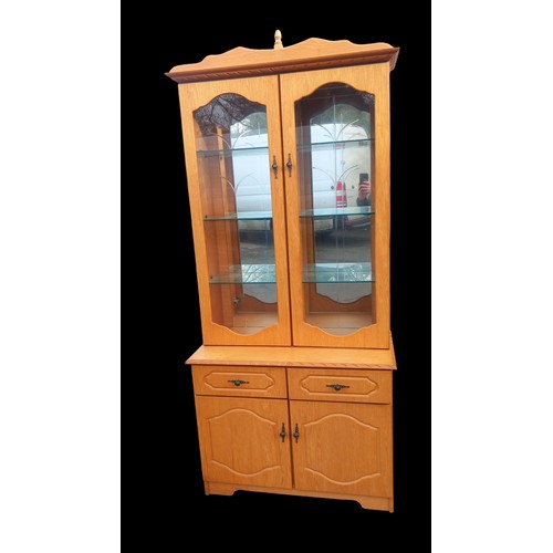 20 - AN OAK DISPLAY CABINET 36 x 84 x 17