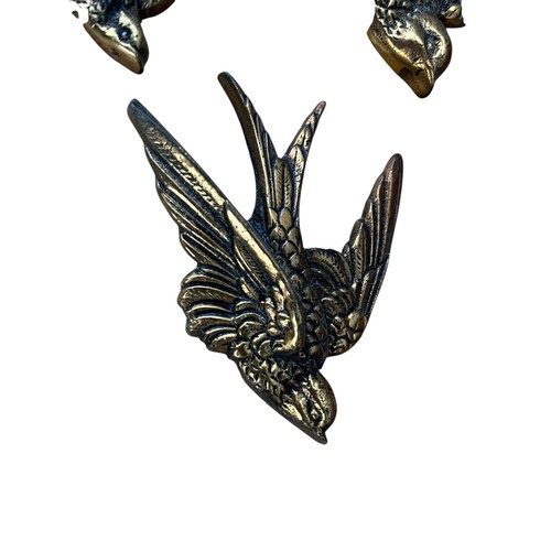 39 - SET OF 3 RETRO BRASS WALL MOUNTED SWALLOWS