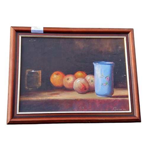 47 - A STILL LIFE OIL ON BOARD SIGNED C. KEOWN 1992