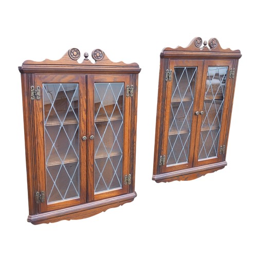 63 - A PAIR OF QUALITY OAK HANGING CABINETS FROM FULTONS