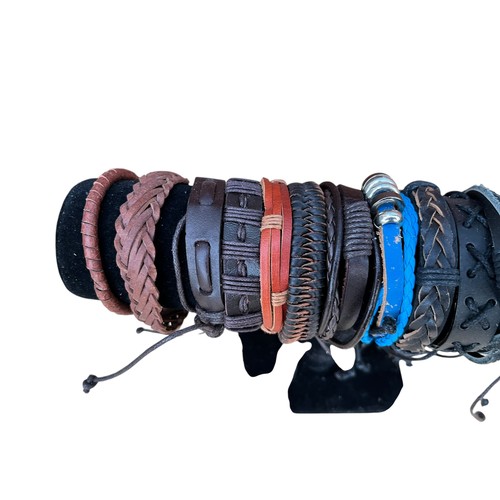 66 - A STAND ON BRAND NEW LEATHER BRACELETS