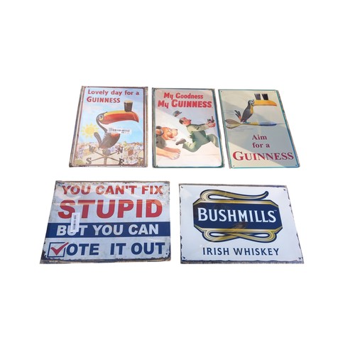 74 - A LOT OF 5 TINPLATE SIGNS