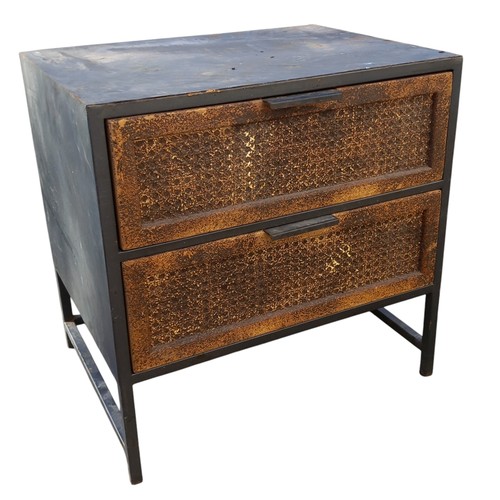 75 - AN INDUSTRIAL STYLE 2 DRAWER BEDSIDE CHEST