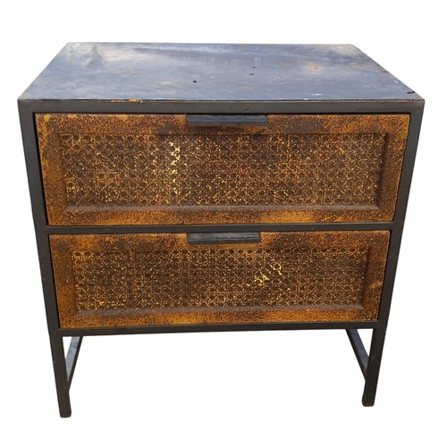 75 - AN INDUSTRIAL STYLE 2 DRAWER BEDSIDE CHEST