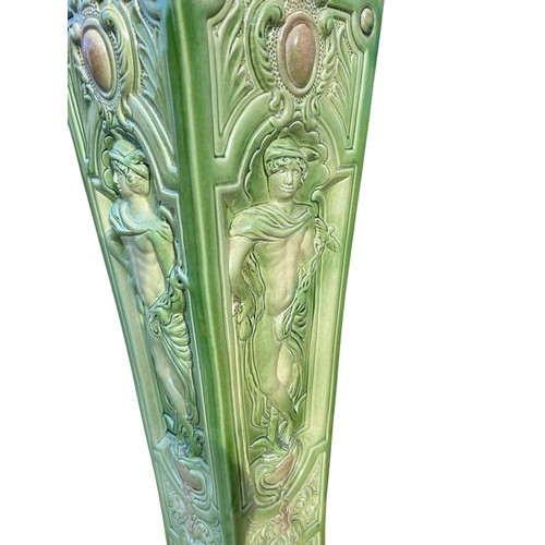 112 - A GODDESS MAJOLICA STYLE JARDINAIRE STAND (SLIGHT DAMAGE) 30