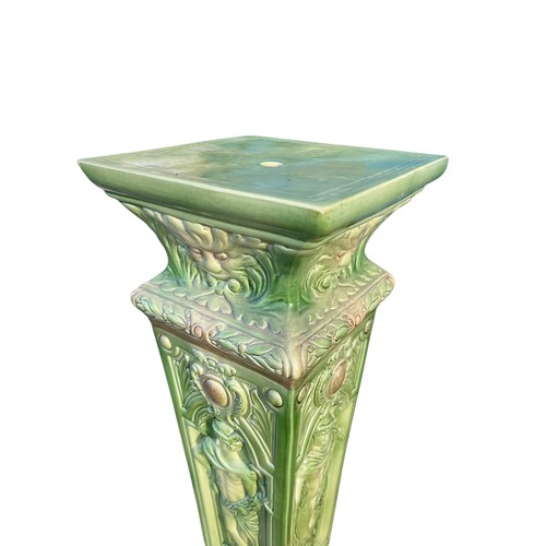 112 - A GODDESS MAJOLICA STYLE JARDINAIRE STAND (SLIGHT DAMAGE) 30