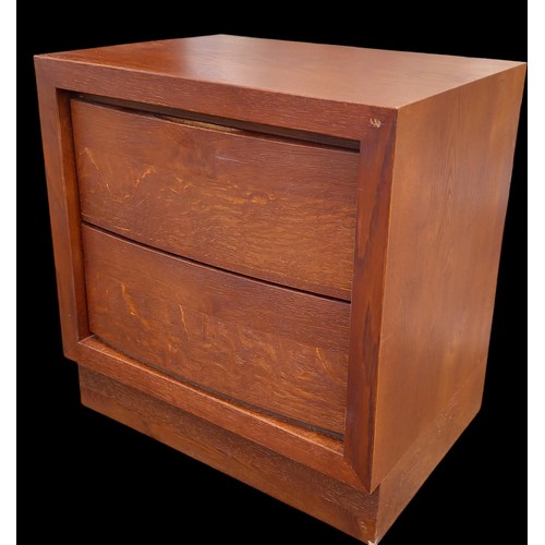 148 - A DARK OAK 2 DRAWER BEDSIDE CHEST