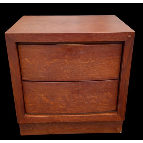 148 - A DARK OAK 2 DRAWER BEDSIDE CHEST