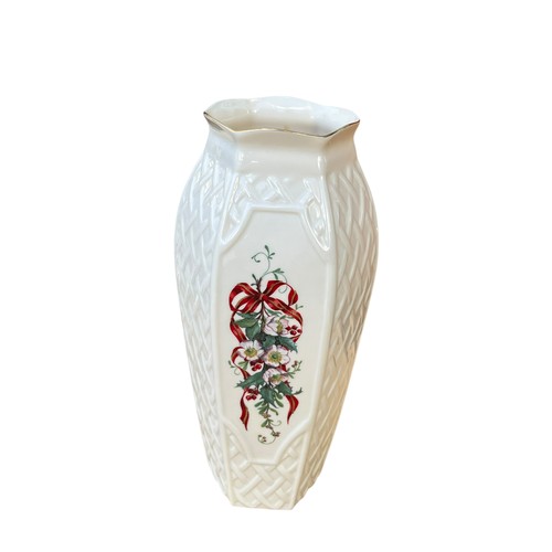 174 - A WINTER ROSE VASE BY BELLEEK