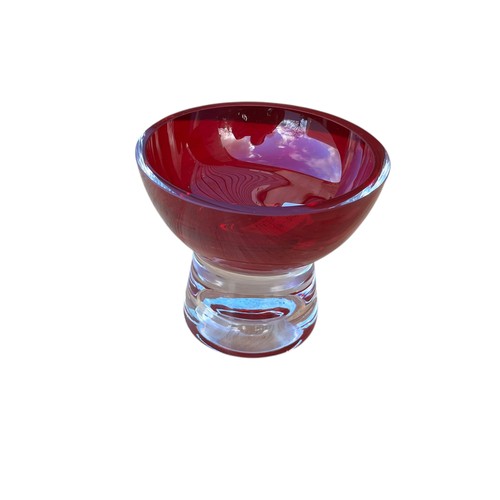 175 - A DARINGTON RUBY GLASS CANDLE HOLDER