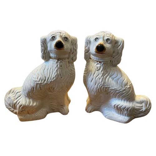 42 - A PAIR OF VICTORIAN STAFFORDSHIRE FIRESIDE SPANIELS