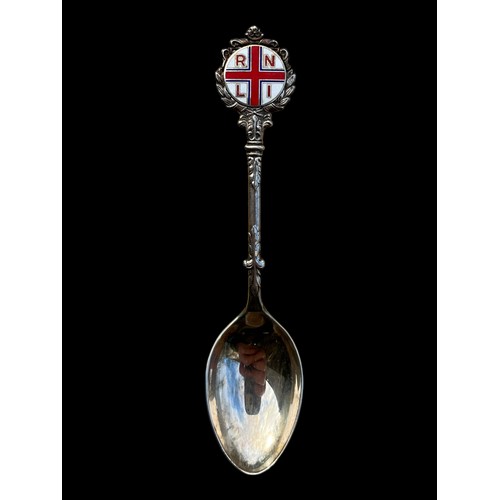 210 - AN R.N.L.I  BIRMINGHAM SILVER AND ENAMEL SPOON