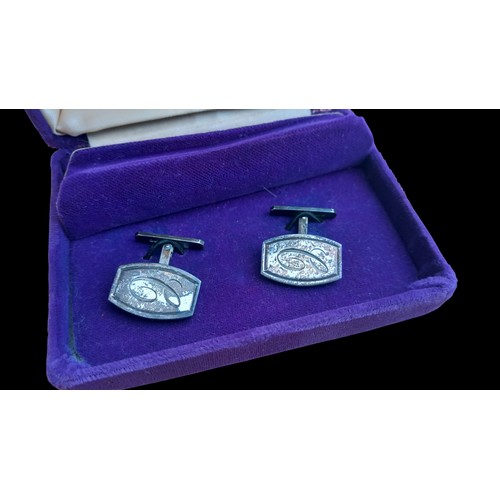 238 - 3 SETS OF CUFFLINKS IE 22ct GOLD PLATED, SET MASONIC AND A HALLMARKED SILVER