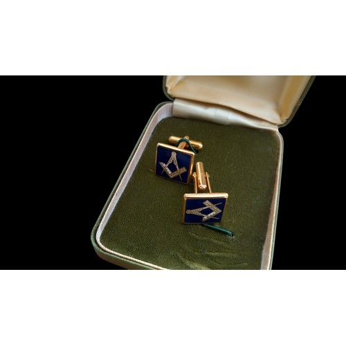 238 - 3 SETS OF CUFFLINKS IE 22ct GOLD PLATED, SET MASONIC AND A HALLMARKED SILVER