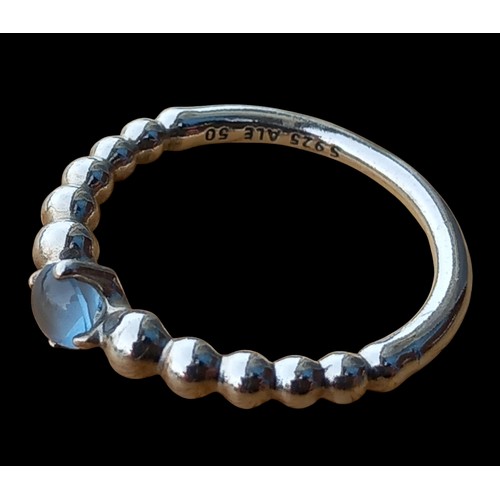 228 - AN ARGENTO SILVER RING SET WITH A BLUE TOPAZ