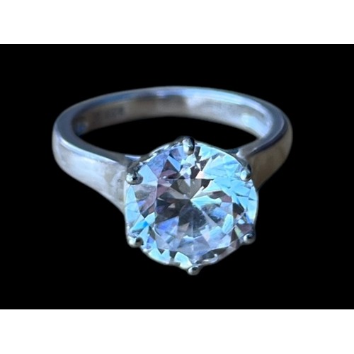 278 - A LARGE SOLITAIRE CZ SILVER RING