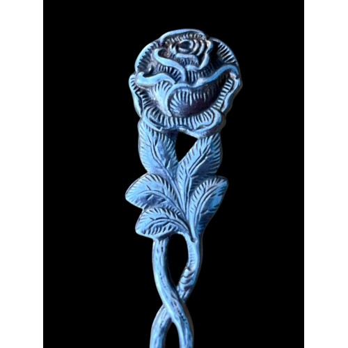 290 - A SILVER PICKLE FORK WITH A ROSE DESIGN