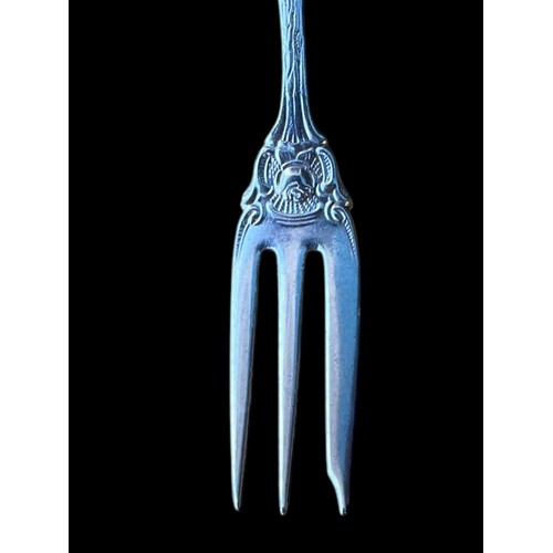 290 - A SILVER PICKLE FORK WITH A ROSE DESIGN